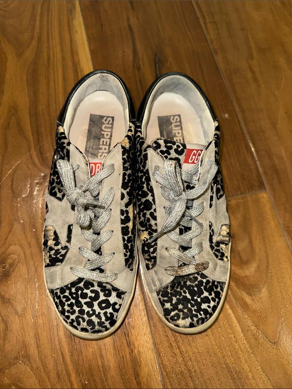 GGDB Leopard Print Low-Top Sneakers in Black and Gray
